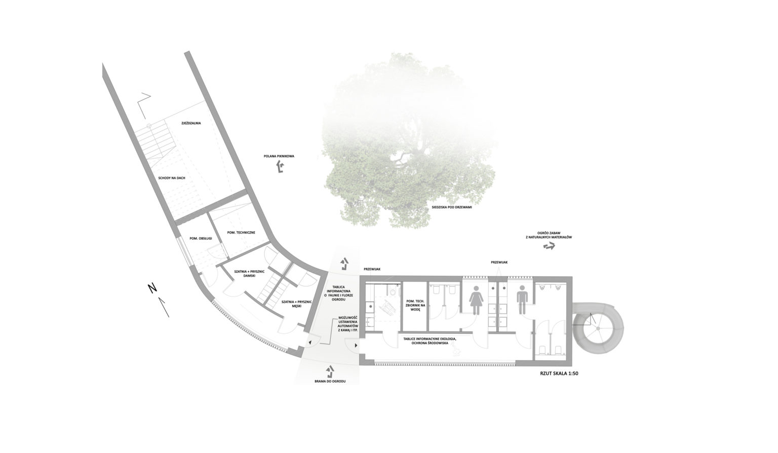 rzut toalety publicznej w Olsztynie